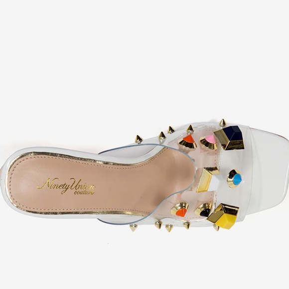 Ninety Union Couture Vegas clear multicolored studded open toes heels - Picture 8 of 16
